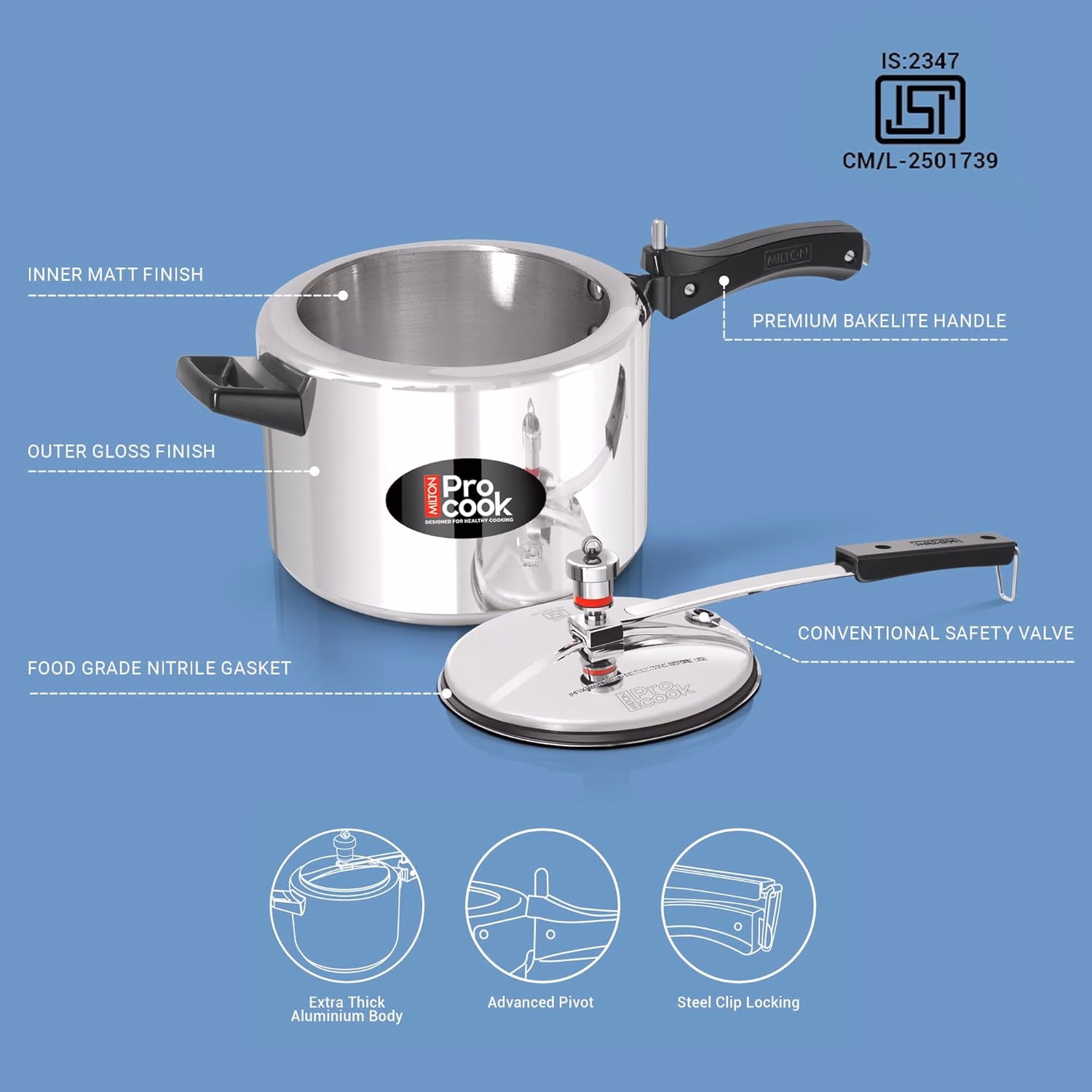 Milton 5 L Induction Bottom Pressure Cooker?(Aluminium) - Image 4