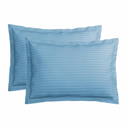 Seasons Premium 210 TC 100% Pure Cotton Satin Stripes Pillow Cover Set of 2 Pcs, for Hotel Hospital Uses, 18x28 inches - Aqua