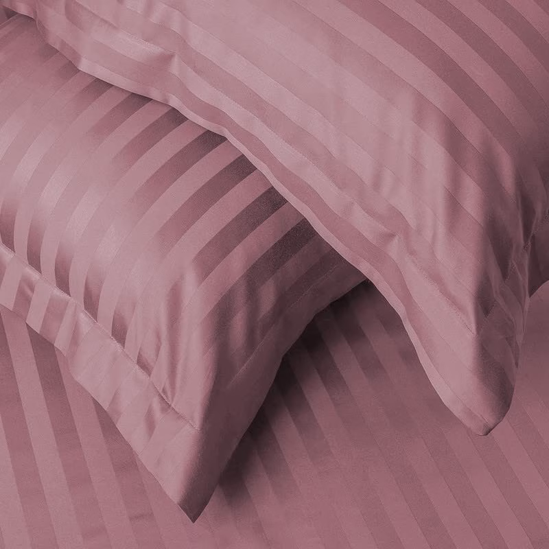 Seasons Premium 210 TC 100% Pure Cotton Satin Stripes Pillow Cover Set of 2 Pcs, for Hotel Hospital Uses, 18x28 inches - Onion - Image 3