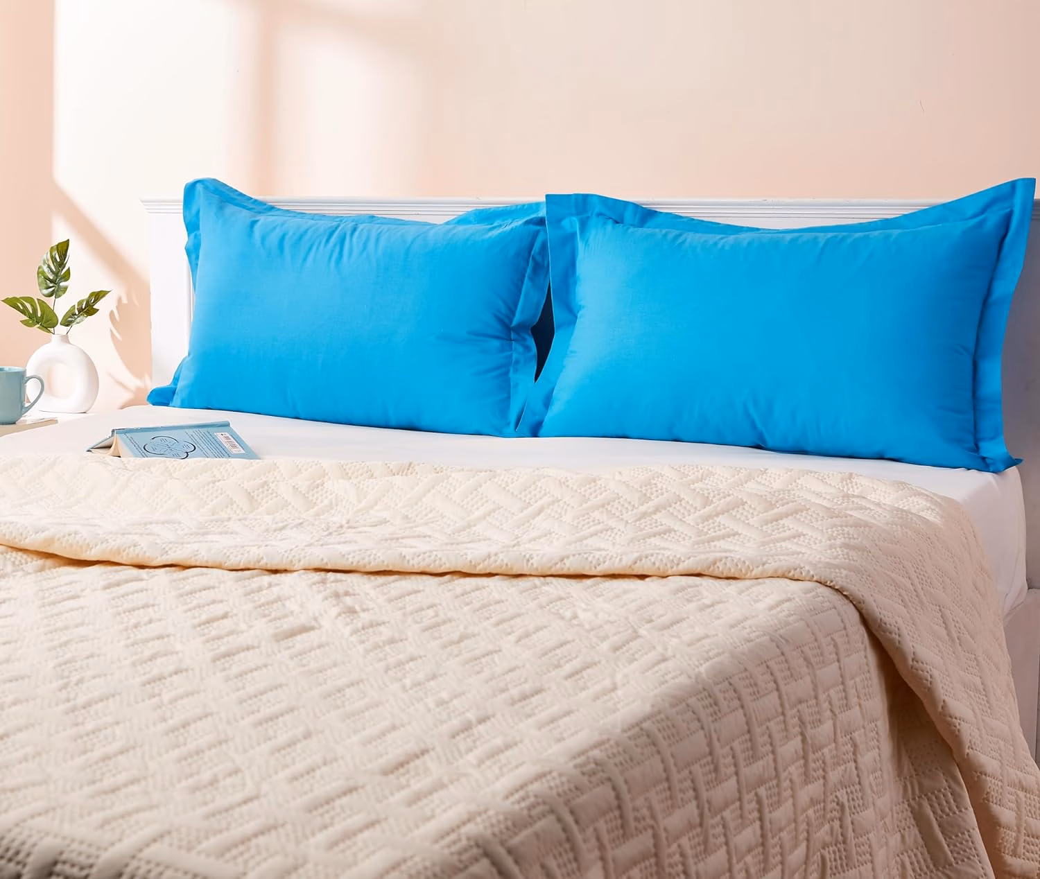 Seasons Oceanic Blue Pillow Cover, Brushed Cotton (Set of 2, Blue, 17" X 27") - Image 4