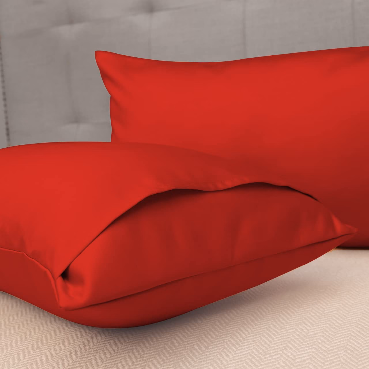 Seasons Luxurious Satin Silk Pillow Covers/Pillowcases with Envelope Closure, Soft Comfortable Protects Hair and Skin - 17 inch x 27 inch - Set of 2 with 3 Satin Schrunchies (Red) - Image 3