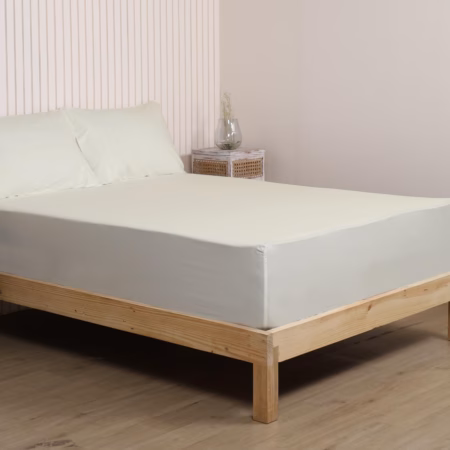 Seasons Pure Cotton Percale Fitted Sheet for Double Bed Size Bedding with Pillow Cover for Bedroom, Soft Hotel Quality Bottom Bedsheets with Elastic Deep Pocket (72x72 Inch, Ivory)