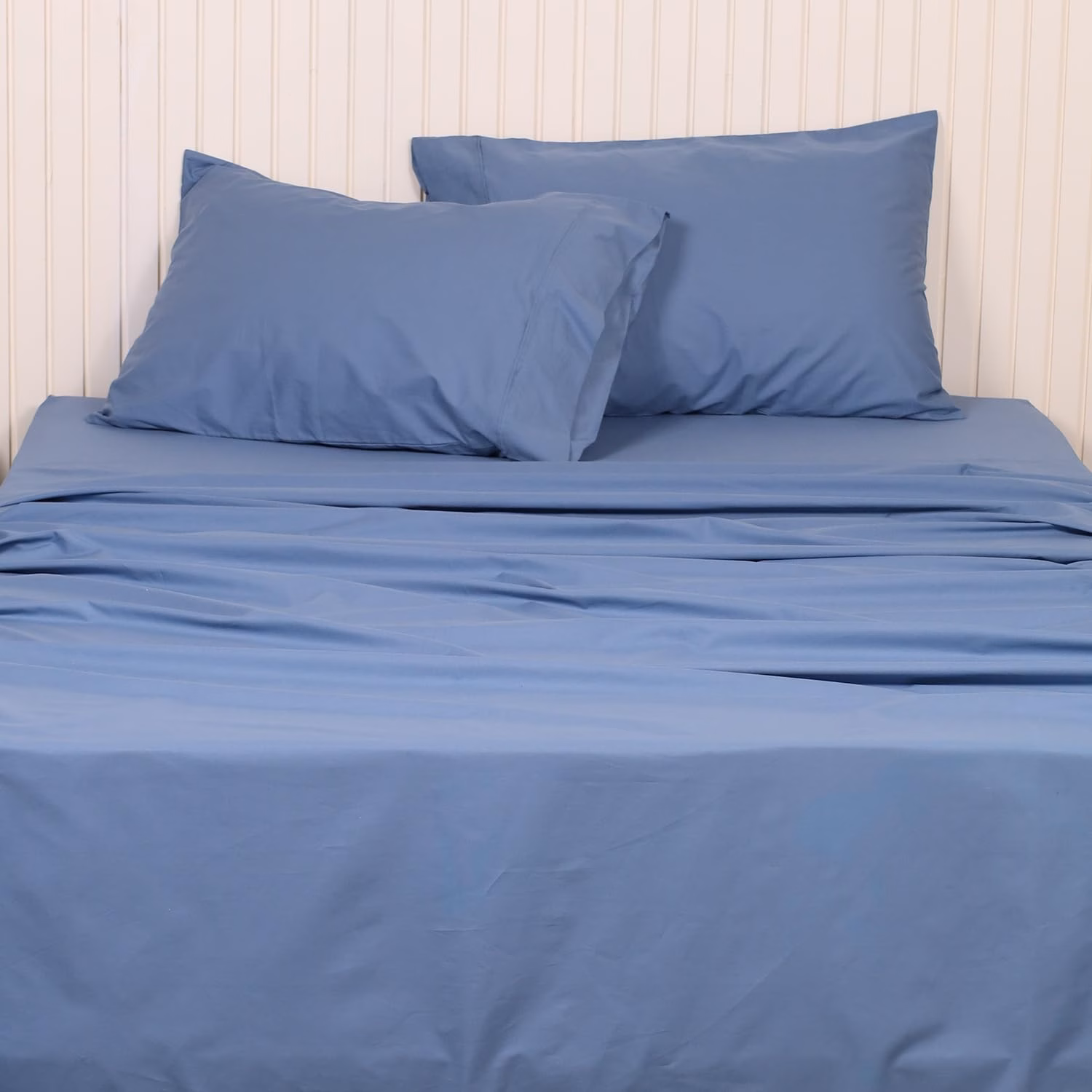 Seasons Pure Cotton Percale Linen Bedsheet for Single Bed Size Bedding with Pillow Cover for Bedroom, Soft Smooth Crisp Hotel Quality Flat Sheets for Summer (90x60 Inch, Bahamas Blue) - Image 3