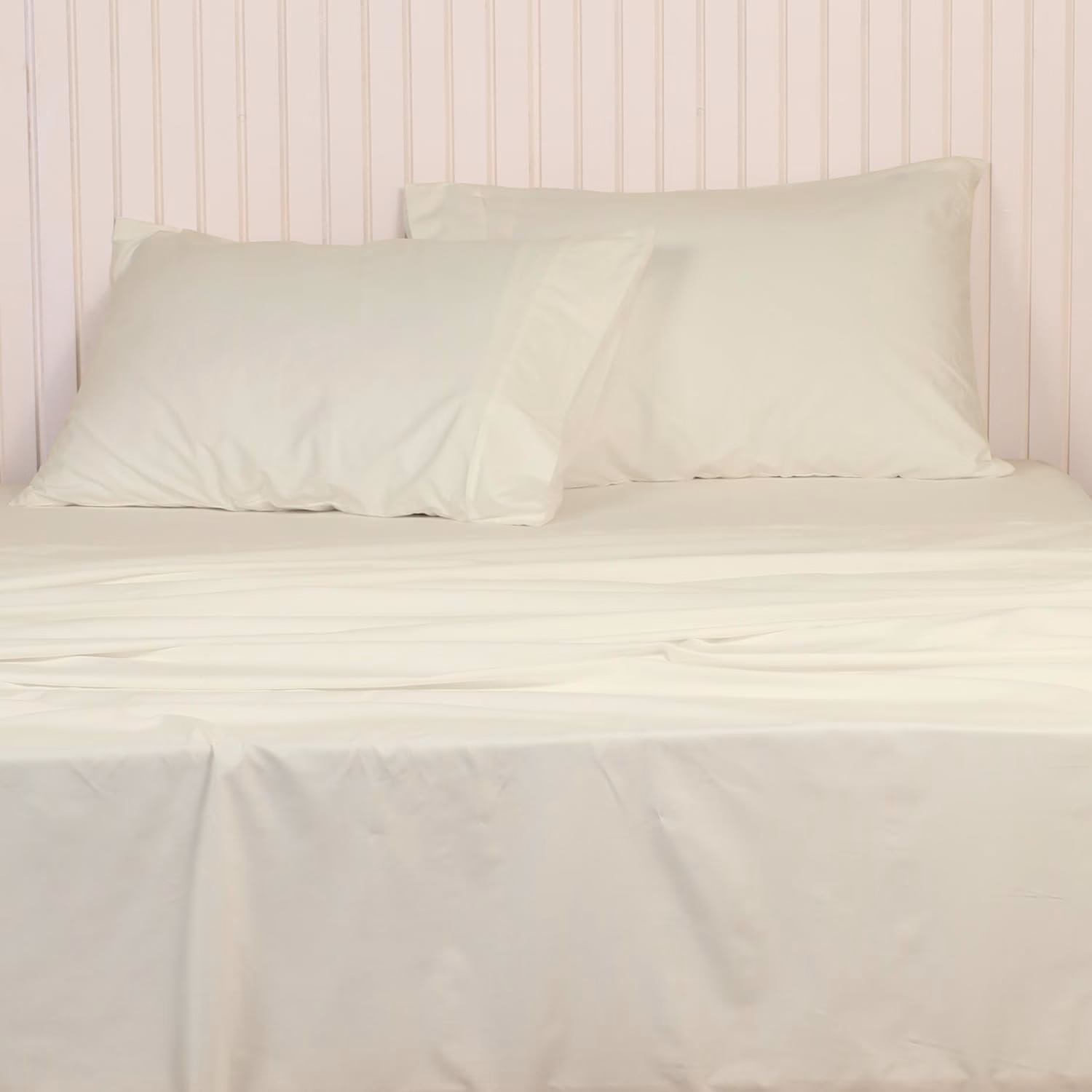 Seasons Pure Cotton Percale Linen Bedsheet for Single Bed Size Bedding with Pillow Cover for Bedroom, Soft Smooth Crisp Hotel Quality Flat Sheets for Summer (90x60 Inch, Ivory) - Image 3