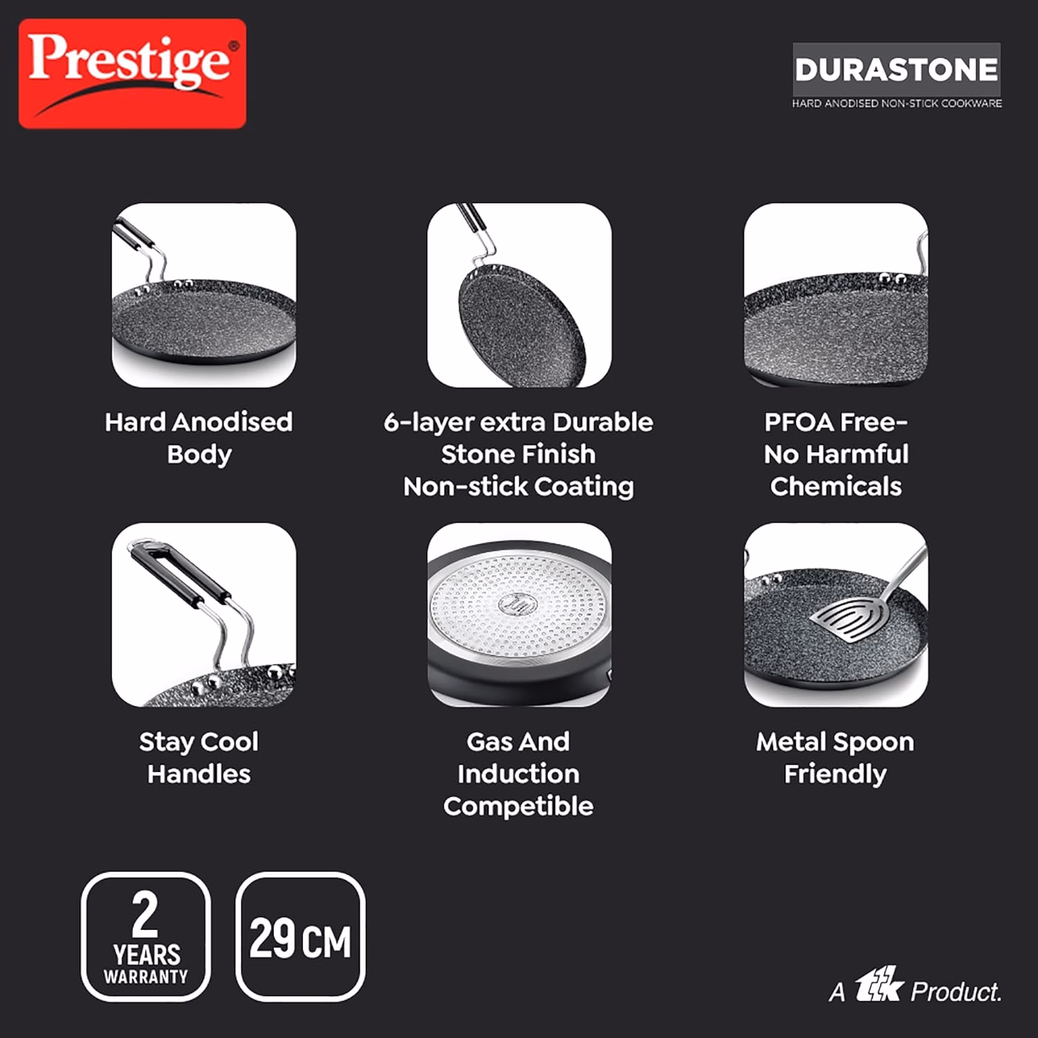 Prestige Durastone 6 Layer Omni Tawa 29 cm diameter??(Hard Anodised, Non-stick, Induction Bottom) - Image 4