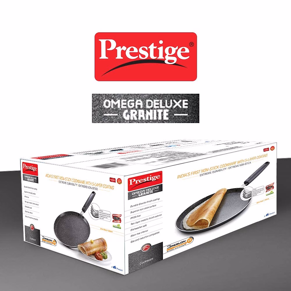 Prestige Omega Deluxe Granite Tawa 280 mm diameter??(Aluminium, Non-stick, Induction Bottom) - Image 4