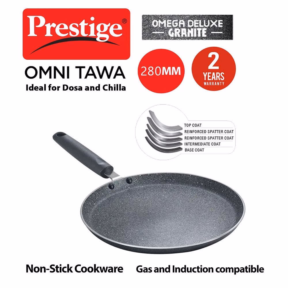 Prestige Omega Deluxe Granite Tawa 280 mm diameter??(Aluminium, Non-stick, Induction Bottom)