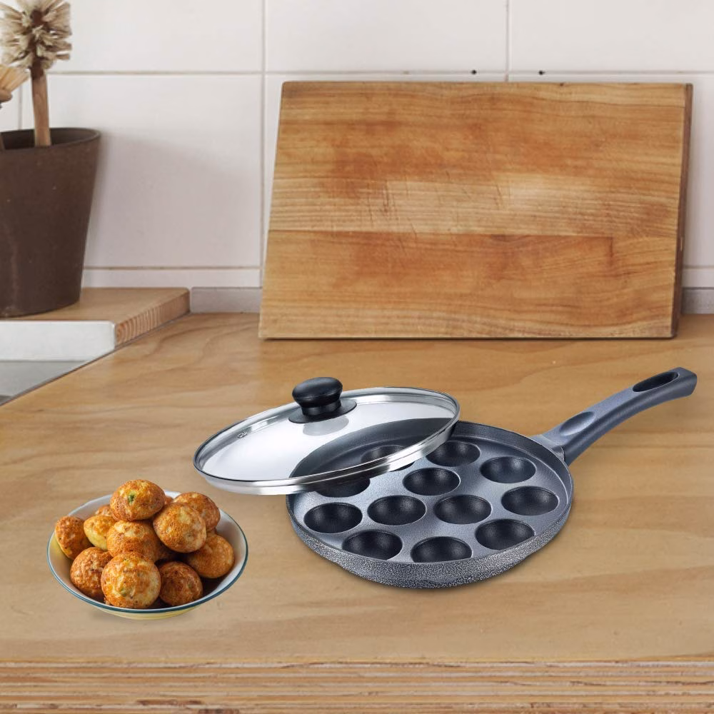 Prestige Omega Select Plus 12 Pits Paniarakkal with Lid 1.5 L capacity 24 cm diameter??(Aluminium, Non-stick) - Image 3