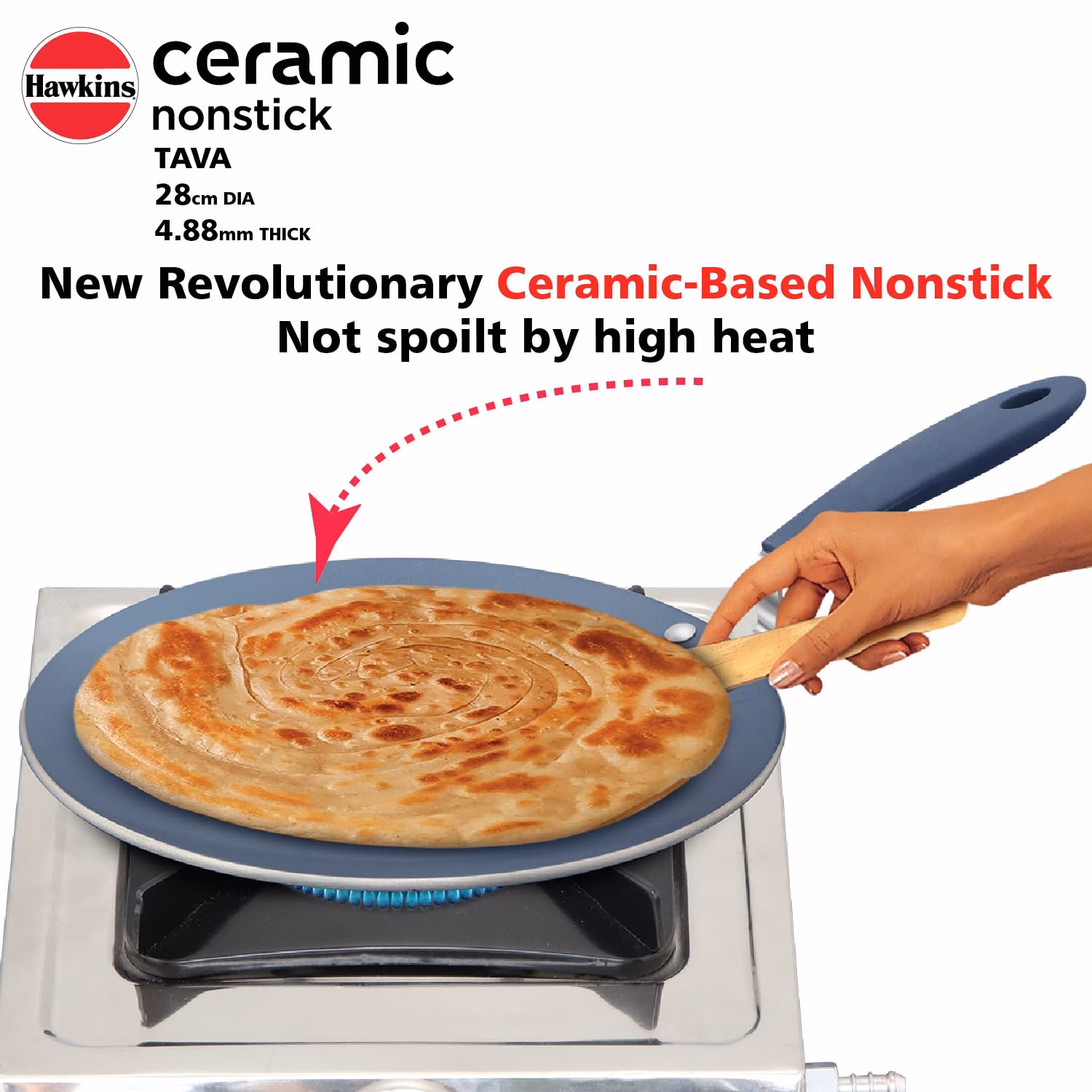 Hawkins Ceramic Nonstick Tava (ICT28) Tawa 28 cm diameter??(Aluminium, Non-stick, Induction Bottom) - Image 3