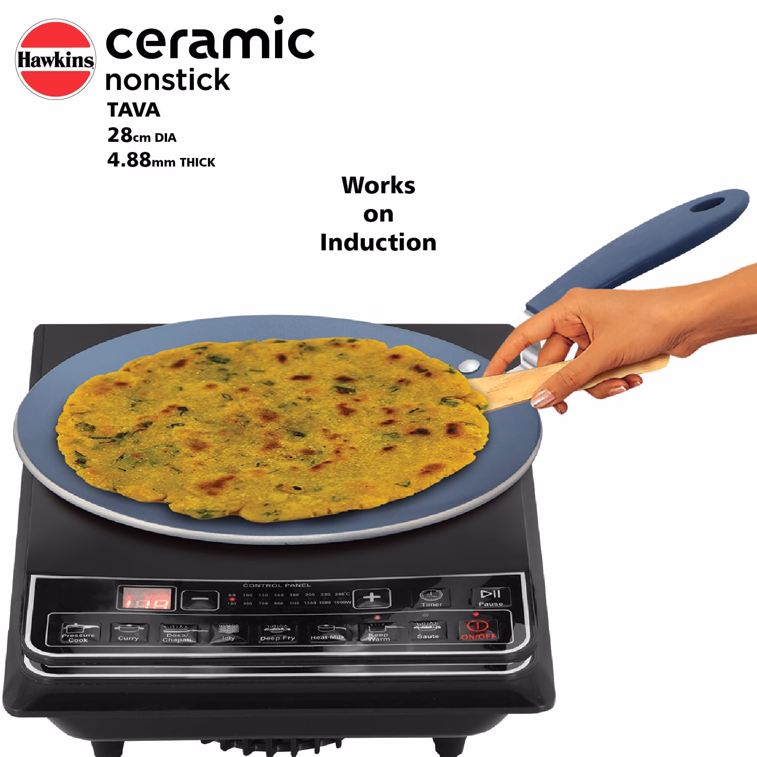 Hawkins Ceramic Nonstick Tava (ICT28) Tawa 28 cm diameter??(Aluminium, Non-stick, Induction Bottom) - Image 4