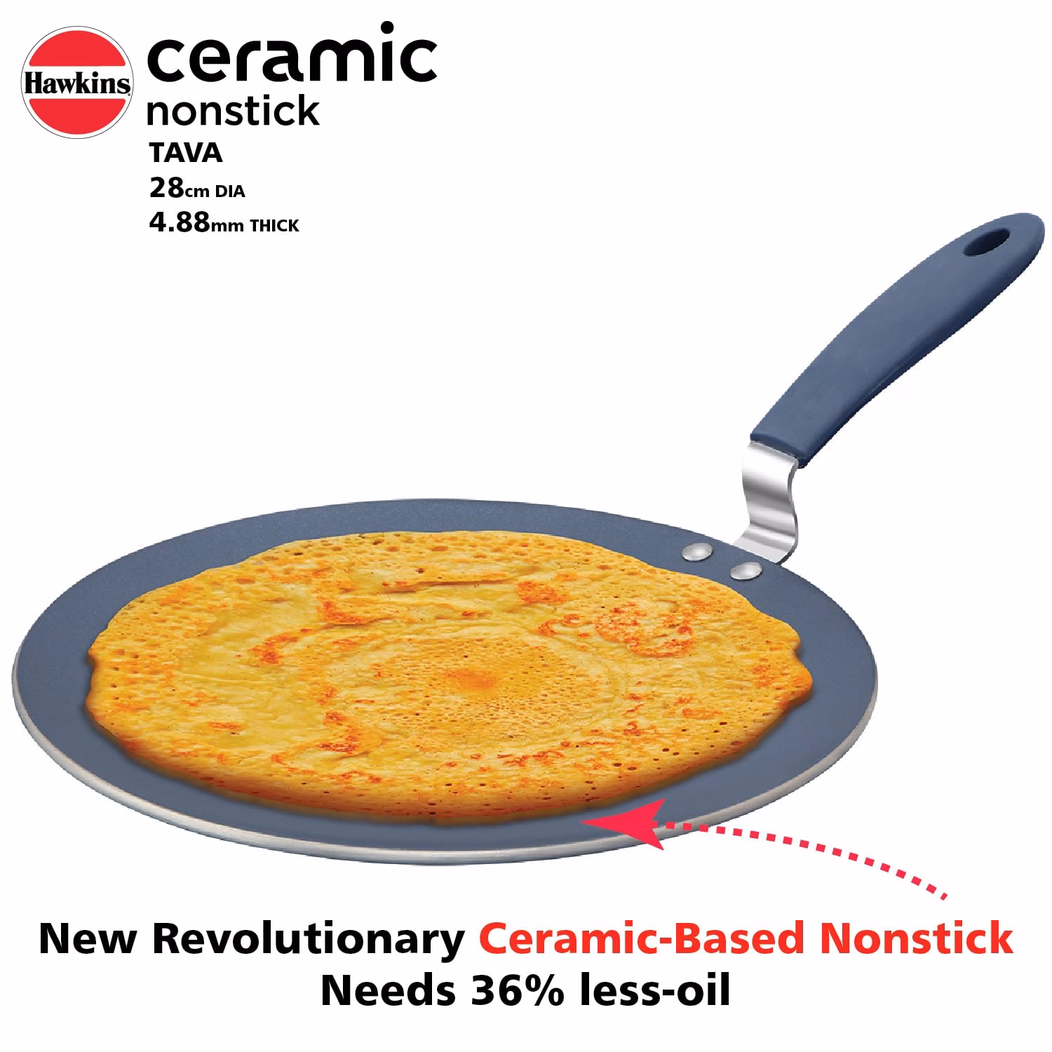 Hawkins Ceramic Nonstick Tava (ICT28) Tawa 28 cm diameter??(Aluminium, Non-stick, Induction Bottom)