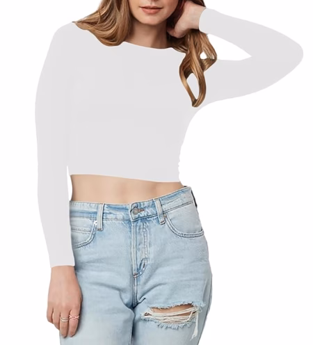 Women Cotton Boat Neck White Top