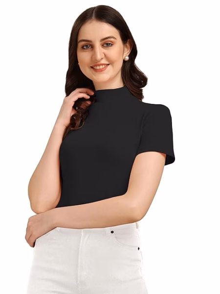 Women's Casual Solid Black Top