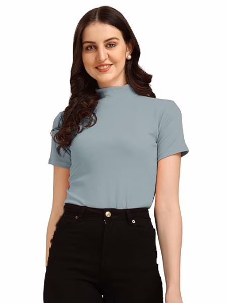 Women's Casual Solid Grey Top