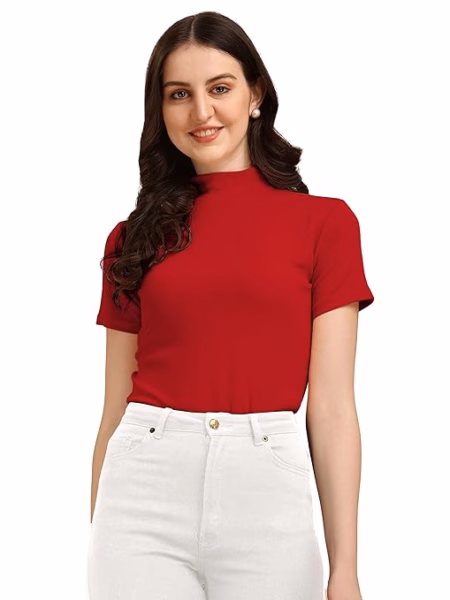 Women's Casual Solid Maroon Top