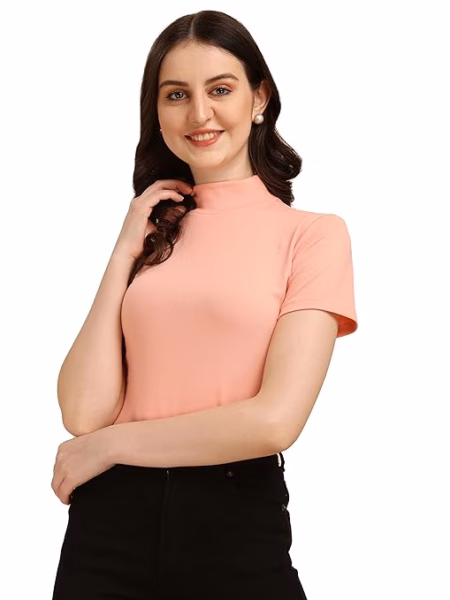 Women's Casual Solid Pink Top