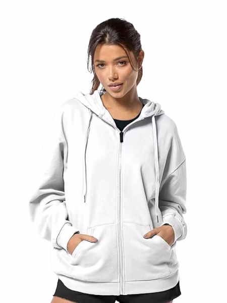 Wome Cotton Zipper White Jacket