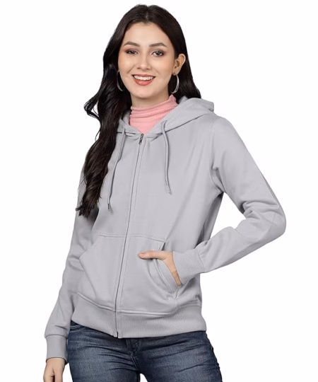 Women Cotton Grey Hooded