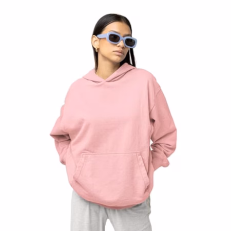 Women Cotton Plain Pink Hooded
