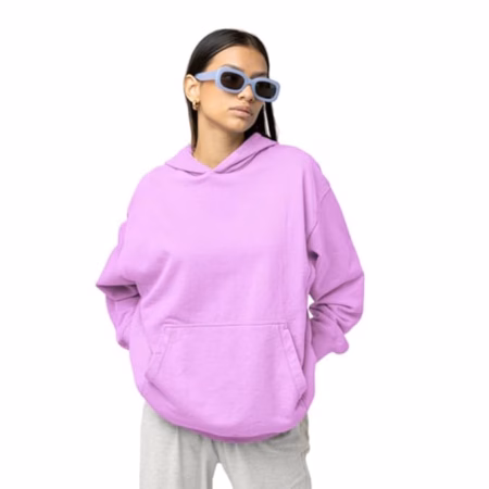 Women Cotton Plain Purple Hooded