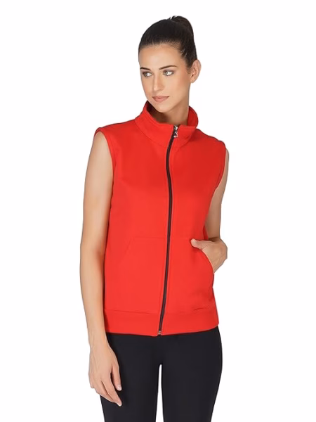 Women Half Sleeves Red Jacket