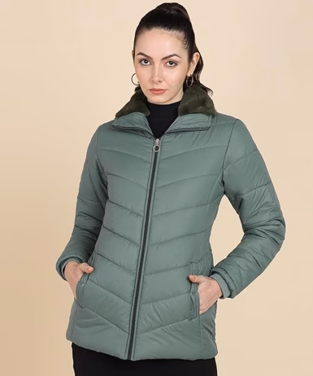Women Winter Wear Olive Green Jacket