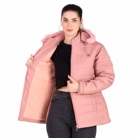 Women Winter Puffer Pink Jacket
