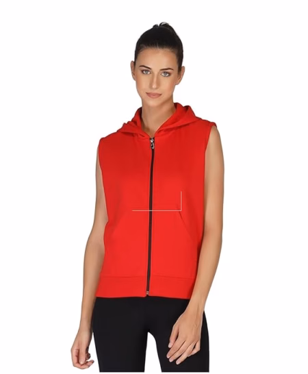 Women Half Sleeves Red Jacket