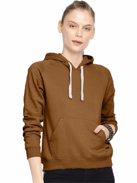 Women Winter Neck Brown Hooded