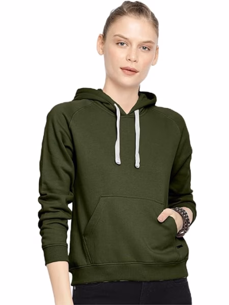 Women Winter Neck Mehandi Hooded