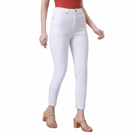 Women Stretchable Denim White Jeans