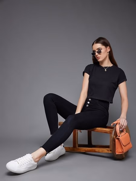 Women Skinny Regular Graphite Black Jeans