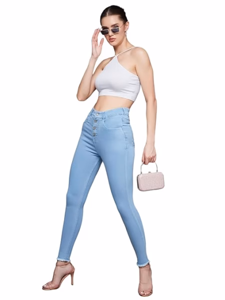 Women Skinny Regular Ice Blue Jeans