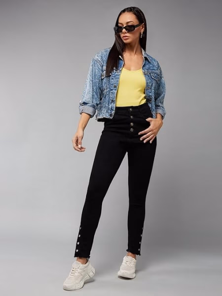 Women Skinny Regular Ink Black Jeans