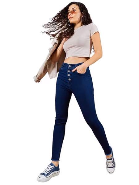 Women Skinny Regular Space Blue Jeans