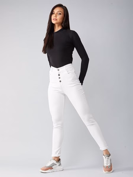 Women Skinny Regular White Jeans