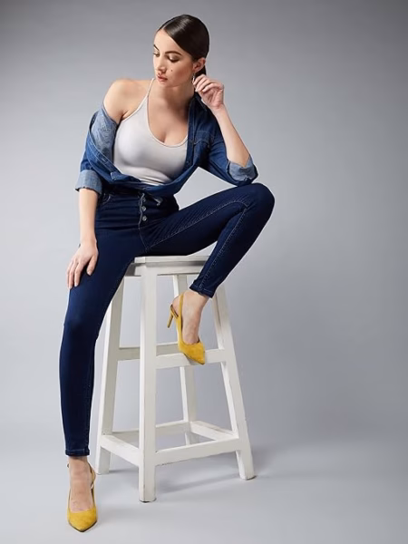 Women Skinny Regular Navy Blue Jeans