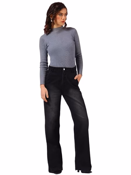 Women High Waisted Black Jeans