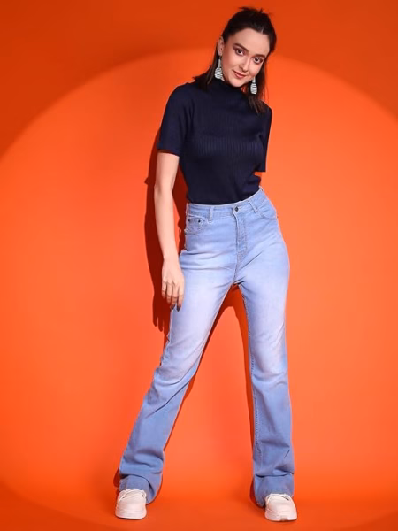 Women High Waisted Beau Blue Jeans