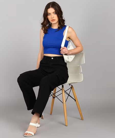 Women Cargo Black Jeans