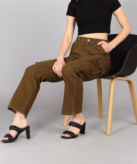 Women Cargo Dark Brown Jeans
