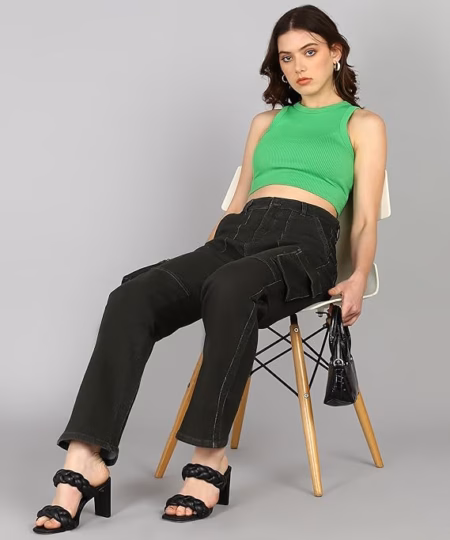 Women Cargo Dark Grey Jeans