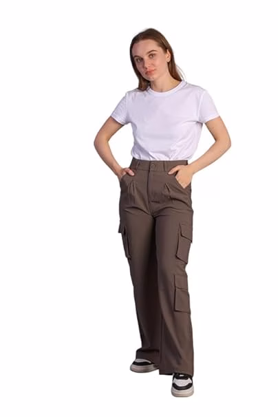 Women Korean Cargo Mouse Brown Pants