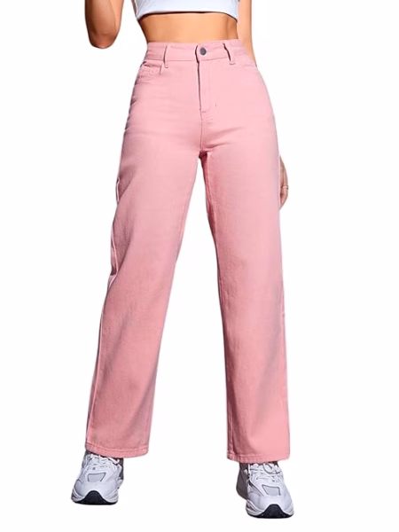 Womens Denim Pink Jeans