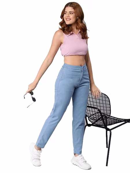 Womens High Rise Ice Blue Jeans