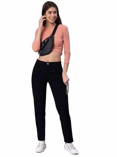 Womens High Rise Black Jeans