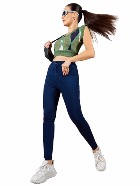 Women Skinny Fit Space Blue Jeans