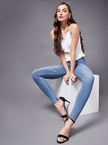 Women Skinny Fit High Charlotte Blue Jeans