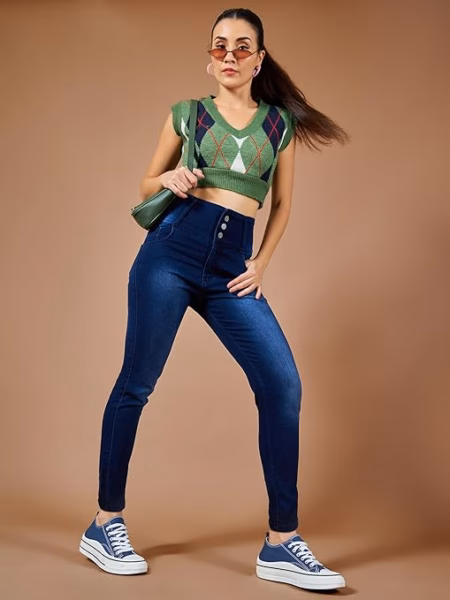 Women Skinny Fit High Cobalt Blue Jeans