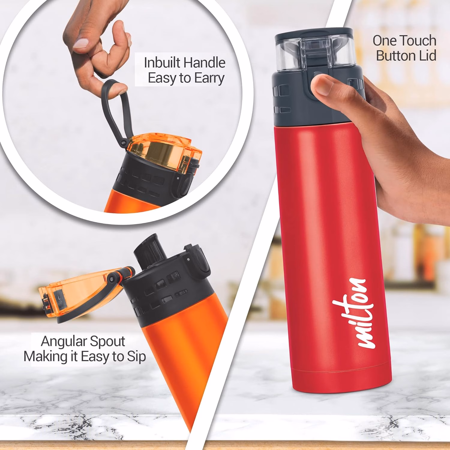 Milton Atlantis 600 Thermosteel Insulated Water Bottle, 500 ml Flask??(Pack of 1, Red, Steel) - Image 2